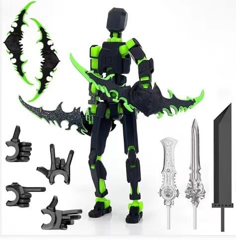 OPQRSTUVW Transforming Posable Action Figure with Accessories, Red and Black (Dark Green) von OPQRSTUVW