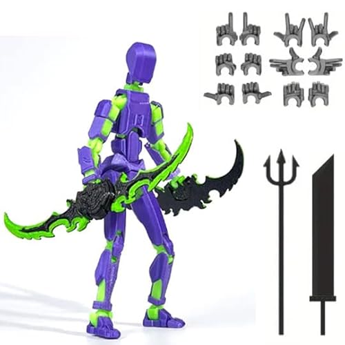 OPQRSTUVW Transforming Posable Action Figure with Accessories, Red and Black (purple and green) von OPQRSTUVW