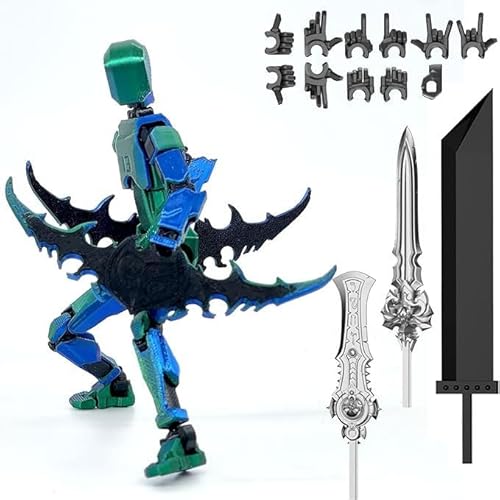 OPQRSTUVW Transforming Posable Actionfigur mit Zubehör, Rot und Schwarz (Blau-Grün) von OPQRSTUVW