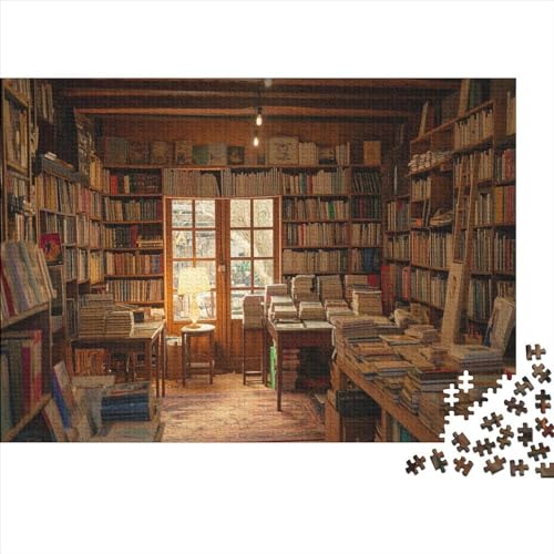 Buchhandlung Puzzle Für Erwachsene 1000 Teile Bücherregal Home Decor Lernspiel Geburtstag Family Challenging Spiele Stress Relief 1000pcs (75x50cm) von OPSREY