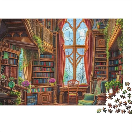 Bücherregal Puzzle Für Erwachsene 1000 Teile Bücher Wohnkultur Geburtstag Family Challenging Spiele Lernspiel Stress Relief 1000pcs (75x50cm) von OPSREY