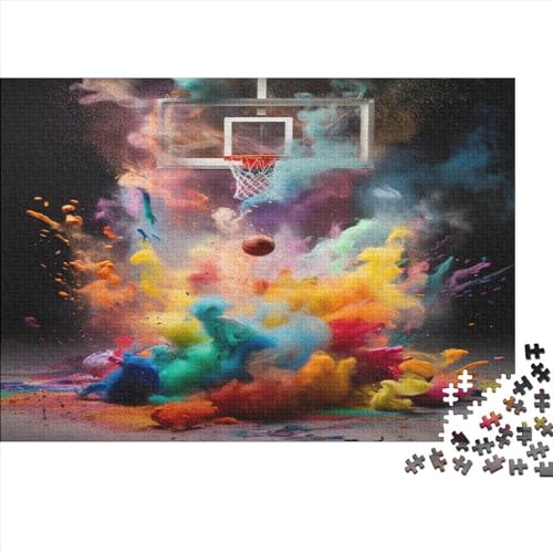 Bunter Basketball Puzzle Erwachsene 1000 Teile Basketball-Kasten Geburtstag Moderne Wohnkultur Familie Challenging Games Lernspiel Stress Relief 1000pcs (75x50cm) von OPSREY