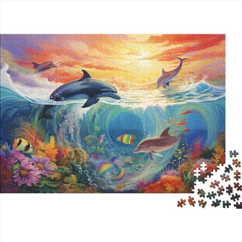 Delfin 1000 Teile Puzzle Erwachsene Geburtstag Family Challenging Spiele Home Decor EduKatzeional Spiele Entspannung Und Intelligenz 500pcs (52x38cm) von OPSREY