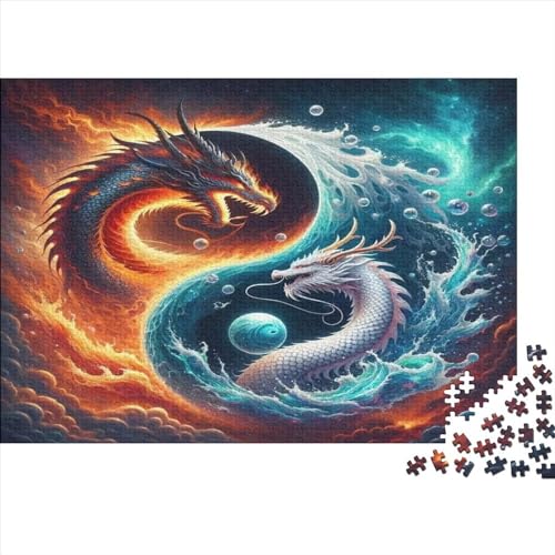 Flammender Drache Puzzle Erwachsene 1000 Teile Wasserdrache Lernspiel Home Decor Geburtstag Geschicklichkeitsspiel Für Die Ganze Familie Stress Relief 1000pcs (75x50cm) von OPSREY