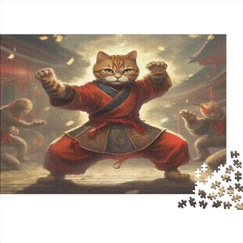 Kung Fu Katze 1000 Teile Eisenr Puzzles Für Erwachsene Familie Challenging Games Geburtstag Home Decor EduKatzeional Game Stress Relief 1000pcs (75x50cm) von OPSREY