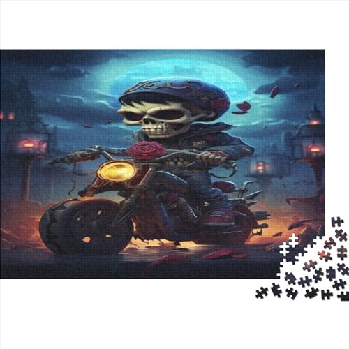 Motorrad-Skelett 1000 Teile Zeichentrickfilm Skelett Erwachsene Puzzles Geburtstag Familie Challenging Games EduKatzenional Game Wohnkultur Stress Relief 1000pcs (75x50cm) von OPSREY