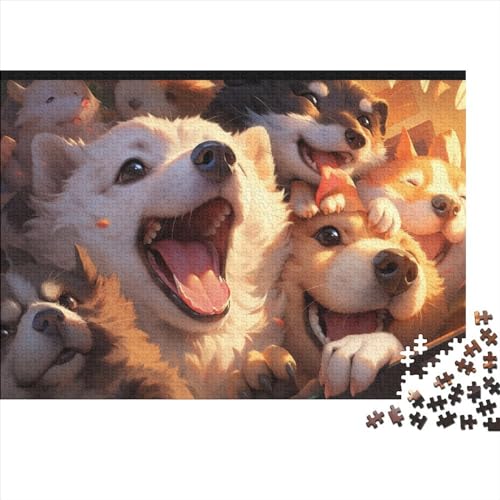 Niedlicher Hund Erwachsene Puzzles 1000 Teile Krawattere Familie Challenging Games Wohnkultur Geburtstag EduKatzenional Game Stress Relief 1000pcs (75x50cm) von OPSREY