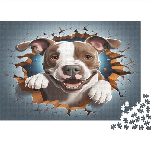 Niedlicher Hund Puzzle Erwachsene 1000 Teile Zerstörte Wand Lernspiel Home Decor Geburtstag Geschicklichkeitsspiel Für Die Ganze Familie Stress Relief 1000pcs (75x50cm) von OPSREY