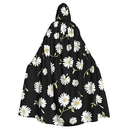 OPSREY Kapuzenponcho mit Gänseblümchen-Aufdruck, volle Länge, Umhang, Party-Dekoration, Zubehör von OPSREY