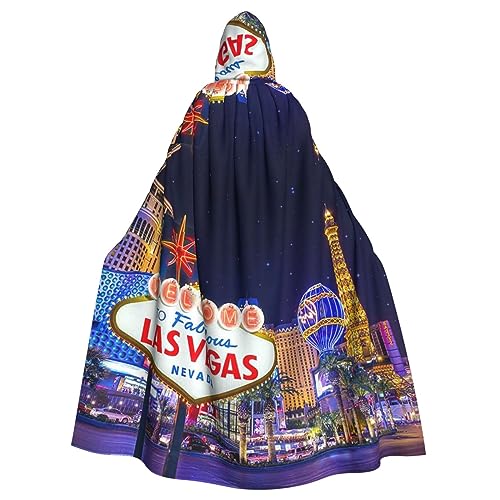 OPSREY Las Vegas Night City bedruckter Poncho mit Kapuze, für Erwachsene, Party-Dekoration, Poncho von OPSREY