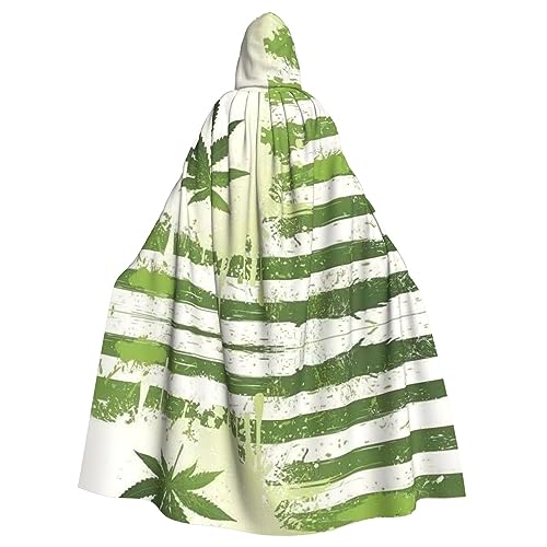 OPSREY Poncho mit Kapuze für Erwachsene, Motiv: Gras, Topfblätter, Party-Dekoration, Poncho von OPSREY