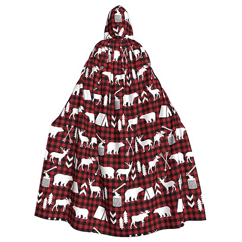 OPSREY Poncho mit Kapuze für Erwachsene, Motiv: Kuh, Hirsch, Baum, Weihnachtsdruck, Party-Dekoration, Poncho von OPSREY