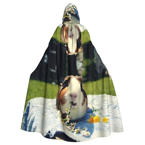 OPSREY Poncho mit Kapuze und Meerschweinchen-Motiv, für Erwachsene, volle Länge, Umhang, Party-Dekoration, Zubehör von OPSREY