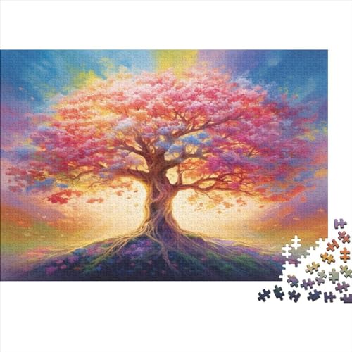 Regenbogen-Baum Puzzle 1000 Teile Baum des Lebens Erwachsene Familie Challenging Games Moderne Wohnkultur Geburtstag EduKatzeional Game Stress Relief Toy 1000pcs (75x50cm) von OPSREY