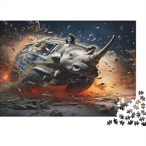 Rhinozeros Für Erwachsene 1000 Teile Krawattere Puzzles Familie Challenging Games Geburtstag EduKatzenional Game Wohnkultur Stress Relief Toy 1000pcs (75x50cm) von OPSREY