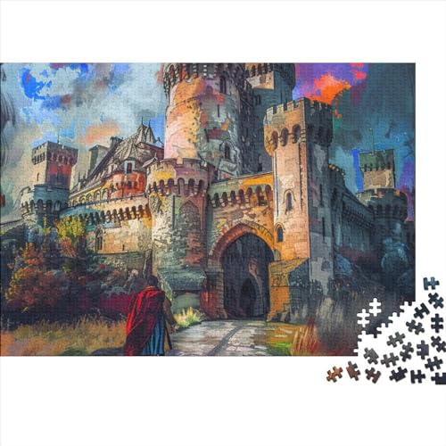 Schloss 1000 Teile Ritter Puzzle Für Erwachsene Geburtstag Family Challenging Spiele Wohnkultur Lernspiel Stress Relief 1000pcs (75x50cm) von OPSREY