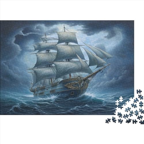 Segelboot 1000 Teile Piratenschiff Puzzle Für Erwachsene Geburtstag Home Decor Familie Challenging Games Lernspiel Stress Relief 1000pcs (75x50cm) von OPSREY