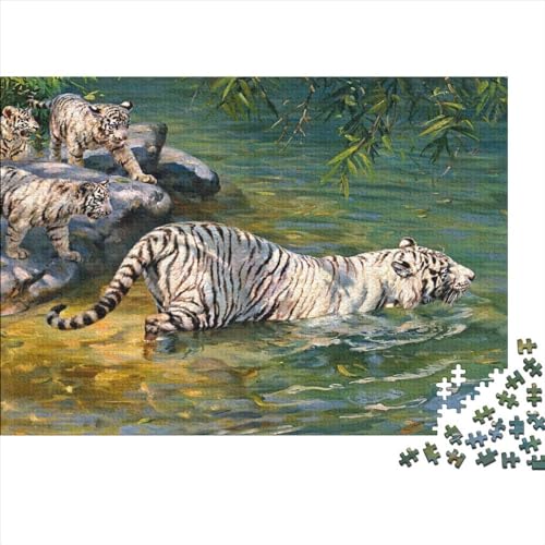 Weißer Tiger Puzzle Erwachsene 1000 Teile Krawatter Family Challenging Spiele Geburtstag Home Decor Lernspiel Stress Relief Toy 1000pcs (75x50cm) von OPSREY