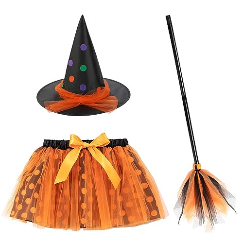 OPUHOHR Halloween Hexe Kostüm für Mädchen, Kinder Halloween Kostüm, Halloween Fasching Karneval Cosplay Party Hexenkleid für Mädchen Kleinkinder 3-8 Jahre von OPUHOHR