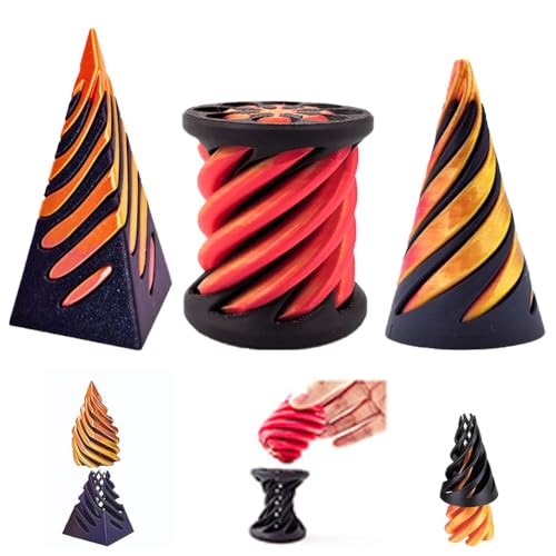 3 Stücke Impossible Cone Pyramid& Zylinder Spirale Spielzeu 3D Gedruckte Spirale Kegel Fidget Toy Impossible Pyramid Passage Sculpture Mini Vortex Thread Illusion für Kinder und Erwachsene von OPVXZAD