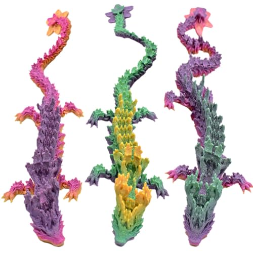 3D Voll Beweglicher Drache 3D Printed Dragon Drachen Spielzeug,Tiere Spielzeug,Drachen Figuren,3D Drachen Erwachsene Kinder Geschenks Trendiges Ornamente Drachen Heimbüro-Dekoration(Bonbonfarben) von OPVXZAD