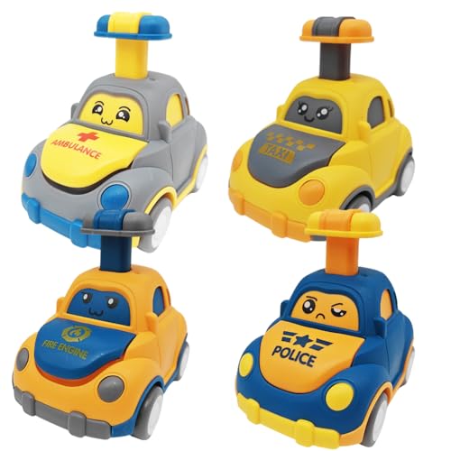 4 Stück Press and Go Spielzeugautos Auto Spielzeug ab 1-3 Jahr Auto Spielzeug ab 1 Jahr Press and Go Spielzeugautos Set für Kleinkinder Baby Auto Rennwagen Kinderspielzeug Spielzeugauto für Kinder von OPVXZAD