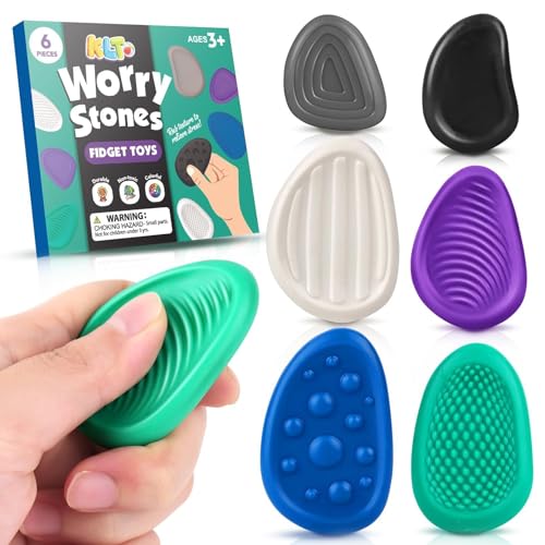 6 Stück Sensory Stones for Kids Exturierte Weiche Fidget Steine Fidget Toys Sensorik Steine für Kinder Erwachsene Reizbare Finger Sensorik Spielzeug von OPVXZAD