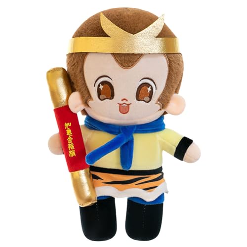 AFFE Kuscheltier,Gentle Monkeys Plüschtier,Gefülltes Plüschtier 30Cm Süßes Cartoon Plushie Spielzeug,Süßes Anime Kissen,Anschmiegsames Plüschtier Für Kinder（Golden Hoop Rod Brave Battle Edition von OPVXZAD