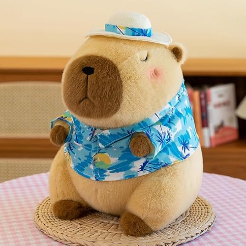 Capybara Plüschtier,23cm Niedliche Capybara Kuscheltier Puppen Niedliche Stofftier Capybara Plushie Capibara Geburtstagsgeschenk Kissen Spielzeug Plüsch Für Home Deko Kinder（Strandurlaub Stil） von OPVXZAD