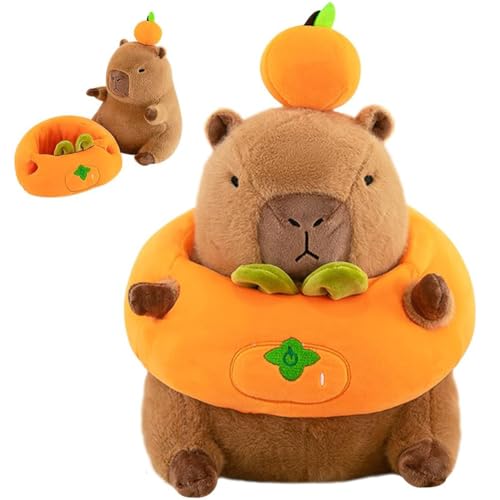 Capybara Plüschtier,25cm Niedliche Capybara Kuscheltier Puppen Niedliche Stofftier Capybara Plushie Capibara Geburtstagsgeschenk Kissen Spielzeug Plüsch Für Home Deko Kinder（Gute Dinge Passieren） von OPVXZAD