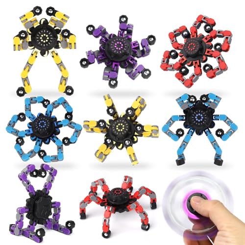 OPVXZAD 12PCS Roboter Fidget Spinner Spielzeug DIY Verformbare Fidget Spinner DIY Deformation Chain Transformator Mechanische Spielzeug Gyro Geschenke für Klassenzimmer von OPVXZAD