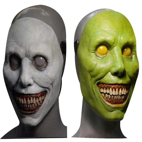 OPVXZAD 2 PCS Lächelnde Dämonen Masken Ghostface Maske Halloween Gruselige Latexmasken Cosplay Gruselige Halloween Kostüm Party Dämonen Maske Gruseliges von OPVXZAD