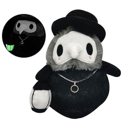 OPVXZAD 20cm Plague Doctor Plüschtier mit beleuchteten Laternen Schwarz Plague Doctor Plüschtiere Pest Arzt Gefülltes Weiches Plush Toy Plague Doctor Geschenke Für Kinder Halloween Puppe von OPVXZAD