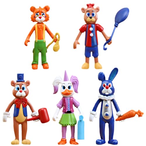 OPVXZAD 5 Stück Five Nights Bär Figuren-Set Nights Bär Actionfigur Puppen Ornamente Fünf-Nacht-Action-Figuren Anime Five Nights Game PVC Toys Jungen Geburtstag Geschenk Spielzeug（4 Zoll） von OPVXZAD