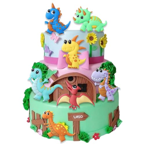 OPVXZAD 7 Stück 3D Dino Tortendeko Kuchendeko Dinosaurier 3D Dinosaurier Kuchendekoration Cake Toppers Dinosaurier Themen Geburtstag Kuchen Dekoration Kindergeburtstag Backen Dekoration von OPVXZAD