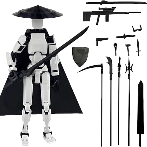 OPVXZAD Lucky 13 Action Figures 3D Mehreren Gelenken Roboter-Actionfigur Printed Multi-Jointed Movable Figures mit Waffen DIY Desktop-Dekorationen Geschenke Geburtstag (Schwarz & Weiß) von OPVXZAD