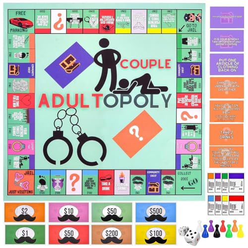 OPVXZAD Paarspiele für Erwachsene,Couple Adult Opoly Board Game,Brettspiele Paare,Kartenspiel für Paare,Paarspiel-Karten-Brettspiel-Requisiten,Gesprächskarten für Paare, Spiel für Verabredungen von OPVXZAD