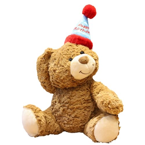 OPVXZAD Teddybär,Stofftier Teddy,Plüsch-Bär,30cm Teddy mit Geburtstagshut,Kuscheltier Spielzeug Dekozimmer Kissen,Soft Cuddly Friends Lovely Gift for Kids,Plüschteddy Schmusetier Plüschtier von OPVXZAD