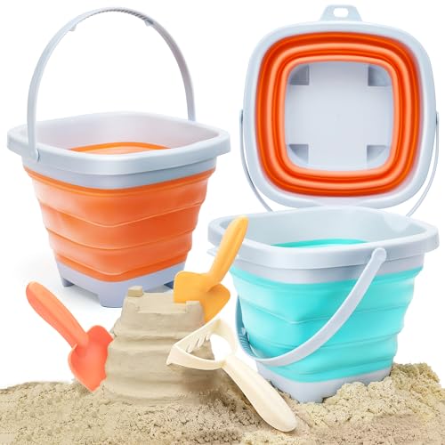 OR OR TU Sandspielzeug Set Junge Mädchen 6 Stück Leicht zu Transportieren Sandkasten Spielzeug Silikon Faltbarer Eimer Kinder Sandschaufel ab 3 4 5 6 7 8 Jahr Reisen Geschenke von OR OR TU