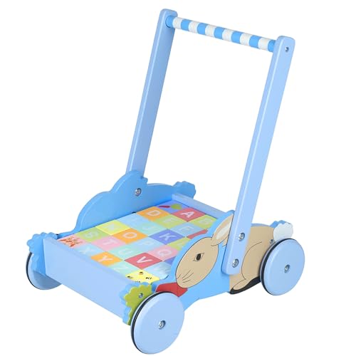 ORANGE TREE OTT24506 Wooden Peter Rabbit Blockwagen, Lauflernhilfe aus Holz für Babys, Baby Push Along Walker von Orange Tree Toys