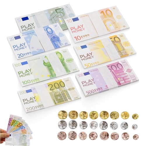 ORARTMM Spielgeld Euro Scheine Und Münzen,Fake Geld,Spielgeld Kinder Euro-Banknoten für die Kinderkasse,kaufladen zubehör,Abakus für Kinder ORARTMM Spielgeld Euro Scheine Und Münzen,Fake Geld,Spielgeld Kinder Euro-Banknoten für die Kinderkasse,kaufladen zubehör,Abakus für Kinder von ORARTMM
