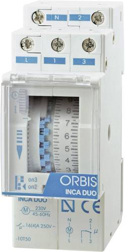 ORBIS Zeitschalttechnik OB330132 Zeitschaltuhr für Hutschiene INCA DUO D 230 V/AC von ORBIS Zeitschalttechnik