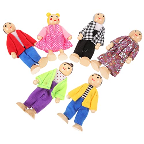 1 Satz Hölzerne Puppe Kinder tun so, als würden sie eine Puppe Spielen Zubehör für Rollenspielfiguren puppenfamilie holzspielzeug kinderspielzeug kleine Puppe für Kinder Stoff ORFOFE von ORFOFE