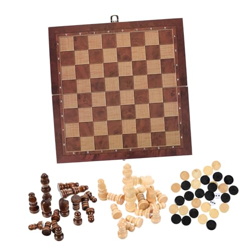 ORFOFE 1 Satz 3 1 Internationales Schach magnetisches Reiseschach magnetisches Schach Schachbrettspiel Schachspielzeug Lernspielzeug pädagogisches Schach 3 in 1 Brettschach hölzern Brown von ORFOFE