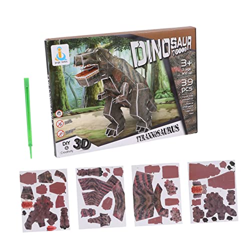 ORFOFE 1 Satz 39 Dinosaurier-Puzzle 3D-Puzzles für Kinder 3D-Puzzle-Spielzeug aus Papier DIY Puzzles Kinder Puzzle rätselbuch Kinder pädagogisches Puzzle Puzzle-Spielzeug für Kinder Brown von ORFOFE