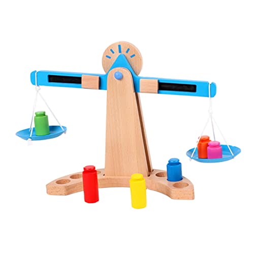 ORFOFE 1 Satz Balance Waage Spielzeug Schmusespielzeug Lernspielzeug für Kleinkinder Waage-Spielzeug Spielzeug für Kinder kinderspielzeug pädagogisches Spielzeug Balkenwaage hölzern Blue von ORFOFE