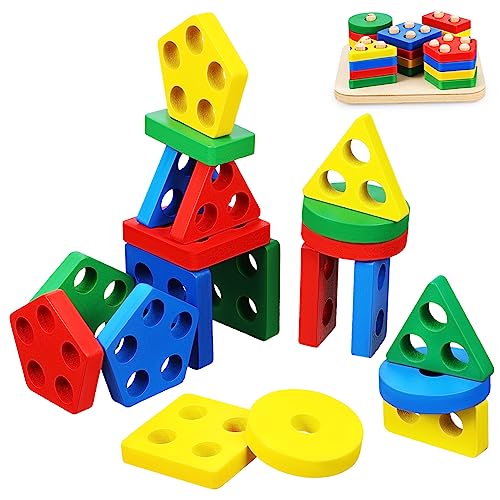 ORFOFE 1 Satz Blöcke Spielset Zum Sortieren Von Spielzeug Kinder Sortieren Spielzeug Puzzles Spielzeug Sortier- Und Stapelrätsel Lernform-farbspielzeug Lernspielzeug Für Babys Hölzern von ORFOFE