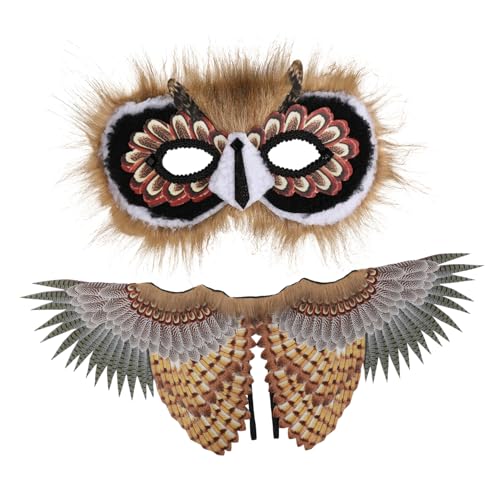 ORFOFE 1 Satz Eulenanzug Eulenmantel Halloween-Cosplay-Foto-Stütze Halloween-Vogelmasken Cosplay-Vogelflügel Halloween Costume Halloween Kleidung Verkleide Dich Cosplay-Partykostüm Vlies von ORFOFE