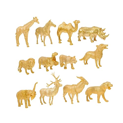 ORFOFE 1 Satz Goldene Waldtiere Kindertiere Spielzeug Figuren Von Waldtieren Bonsai-Tiere Dschungeltierfiguren Miniaturtier Autospielzeug Desktop-Spielzeug Wilde Tierstatue Mini-Tiere PVC von ORFOFE