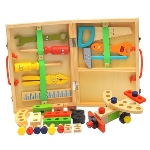 ORFOFE 1 Satz Simulations-Toolbox für Kinder Kinderspielzeug Kinder Bauen Spielzeug Werkzeug für Kinder kinderwerkzeug Werkzeugkasten aus Holz Werkzeugkasten für Kinder Hölzern von ORFOFE